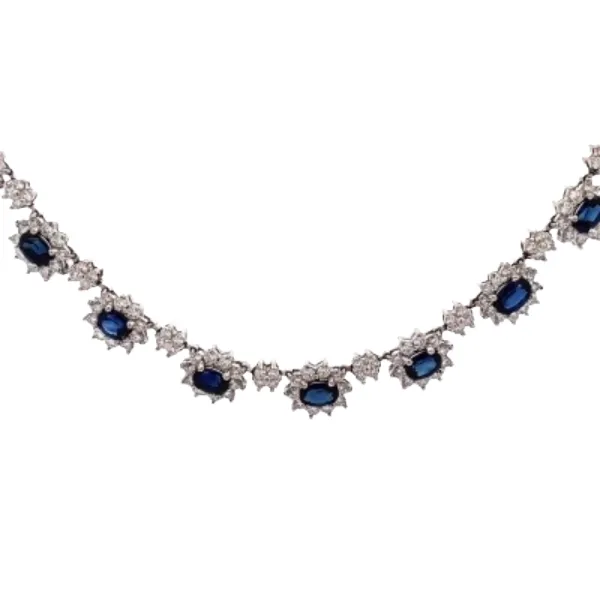 Pt･Pm900 サファイア・ダイヤモンド ネックレス 11.54・8.88 ct
