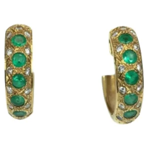 K18 エメラルド・ダイヤモンド ピアスイヤリング 0.4・D0.2・0.4・D0.2 ct