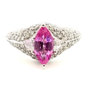 Pt･Pm900 ピンクサファイア・ダイヤモンド リング 1.29・D1.00ct