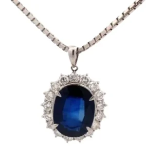 Pt850/Pt サファイア・ダイヤモンド ネックレストップ 10.93 ct D2.37 ct