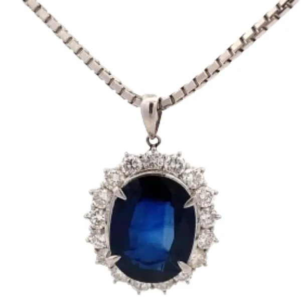 Pt850/Pt サファイア・ダイヤモンド ネックレストップ 10.93 ct D2.37 ct