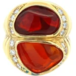 K18 ファイアオパール・ダイヤモンド リング 11.139・D0.54ct