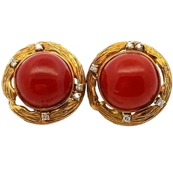 K18 サンゴ・ダイヤモンド 0.16・0.16ct