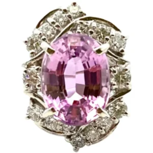 Pt･Pm900 クンツァイト・ダイヤモンド リング 4.77・0.68ct