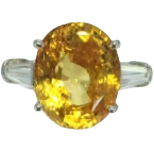 Pt･Pm900 イエローサファイア・ダイヤモンド リング S12.423 ct 0.715 ct