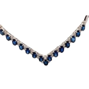 K18WG サファイア・ダイヤモンド ネックレス 9.45・D1.15 ct