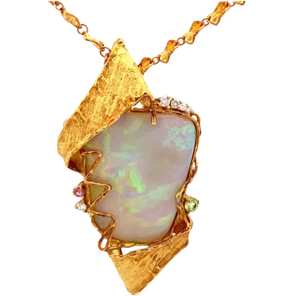 K18 オパール・多色石 ネックレス/ペンダントトップ 18.85・0.17ct