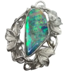 Pt･Pm900 オパール・ダイヤモンド ブローチ 11.33 ct 0.09 ct