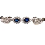 Pt･Pm900 サファイア・ダイヤモンド イヤリング