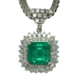 Pt850Pt900 コロンビア産エメラルド・ダイヤモンド ペンダントトップ 8.84 ct 3.11 ct