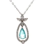 Pt850/Pt900 パライバトルマリン・ダイヤモンド ネックレス/ペンダントトップ 0.9・0.36 ct