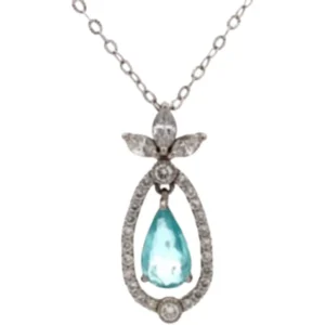 Pt850/Pt900 パライバトルマリン・ダイヤモンド ネックレス/ペンダントトップ 0.9・0.36 ct