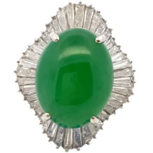 Pt･Pm900 翡翠・ダイヤモンド リング 4.65ct