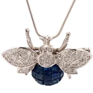 K18/K18WG サファイア・ダイヤモンド ブローチ 0.60・5.30 ct