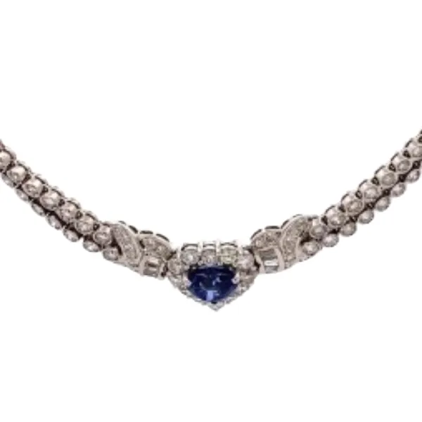 Pt･Pm900 サファイア・ダイヤモンド ネックレス S3.12 ct D2.63 ct