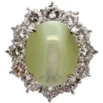 Pt･Pm900 クリソベリルキャッツアイ・ダイヤモンド リング 12.62・D2.35ct