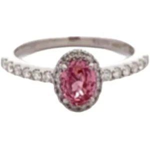 Pt･Pm900 パパラチアサファイア・ダイヤモンド リング 0.81・D0.22 ct