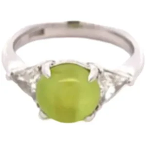Pt･Pm900 クリソベリルキャッツアイ・ダイヤモンド リング 4.3 ct D0.63 ct