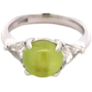 Pt･Pm900 クリソベリルキャッツアイ・ダイヤモンド リング 4.3 ct D0.63 ct