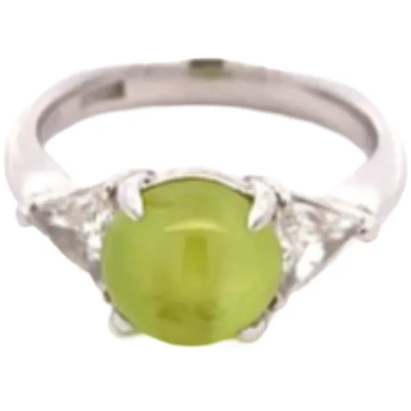 Pt･Pm900 クリソベリルキャッツアイ・ダイヤモンド リング 4.3 ct D0.63 ct