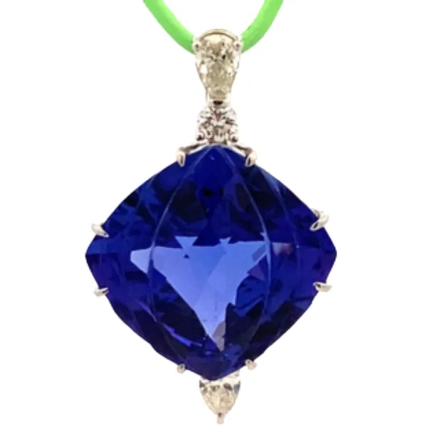 Pt･Pm900 タンザナイト・ダイヤモンド ネックレス/ペンダントトップ 10.97・0.34ct