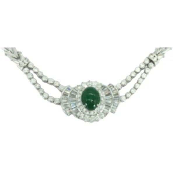 Pt850/Pt900 翡翠・ダイヤモンド ネックレス/ペンダントトップ 2.63・3.13 ct