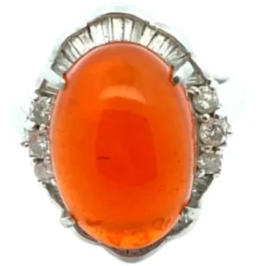 Pt･Pm900 ファイヤーオパール・ダイヤモンド リング 9.33・D0.64ct