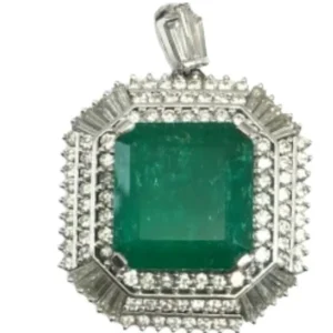 Pt･Pm900 エメラルド・ダイヤモンド ペンダントトップ 14.13 ct 2.91 ct