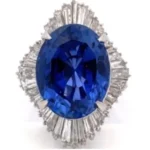 Pt･Pm900 スリランカ産非加熱ブルーサファイア・ダイヤモンド リング 11.78 ct D1.76 ct