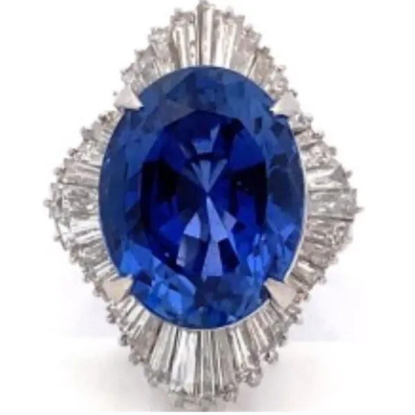 Pt･Pm900 スリランカ産非加熱ブルーサファイア・ダイヤモンド リング 11.78 ct D1.76 ct