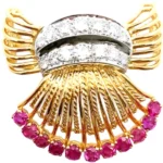 K18/Pt950 ルビー・ダイヤモンド ブローチ