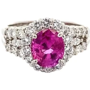 Pt･Pm900 ピンクサファイア・ダイヤモンド 2.17・0.83ct