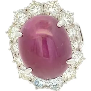 Pt･Pm900 パープルスターサファイア・ダイヤモンド 19.13・4.15・1.615ct