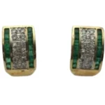 K18 エメラルド・ダイヤモンド ピアス/イヤリング E0.98・D0.33・E0.98・D0.38 ct