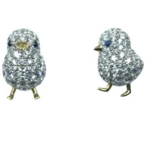 X線結果K18Pt950 ダイヤモンド・青石 ピアスイヤリング D0.965・D1.186・S0.041・S0.017 ct