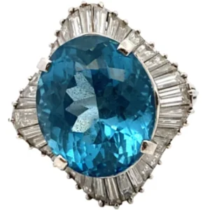 Pt･Pm900 トパーズ・ダイヤモンド リング 15.44・2.62ct