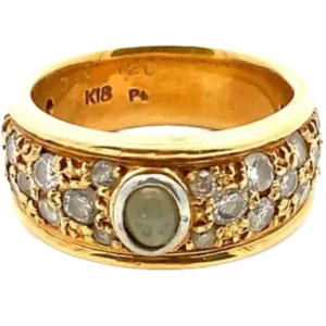 K18Pt クリソベリルキャッツアイ・ダイヤモンド 0.6・1.2ct