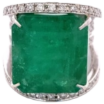 Pt･Pm900 ロシア産エメラルド・ダイヤモンド リング 19.82 ct D1.5 ct