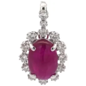 K18WG モザンビーク産パープリッシュレッドルビー・ダイヤモンド ネックレス/ペンダントトップ 6.21 ct D0.95 ct