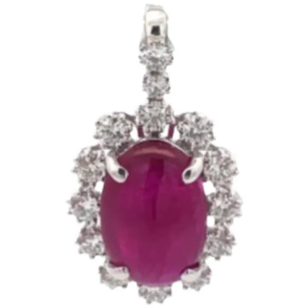 K18WG モザンビーク産パープリッシュレッドルビー・ダイヤモンド ネックレス/ペンダントトップ 6.21 ct D0.95 ct