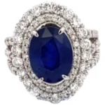 Pt･Pm950 ビルマ産非加熱ブルーサファイア リング 6.01 ct 1.88 ct