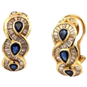 K18 サファイア・ダイヤモンド イヤリング S1.28・D1.24 ct