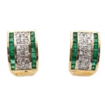 K18 エメラルド・ダイヤモンド ピアス/イヤリング E0.98・D0.33・E0.98・D0.38 ct