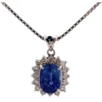 Pt･Pm850 サファイア・ダイヤモンド ペンダントトップ S4.89・D0.1.02 ct