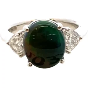 Pt･Pm900 ブラックオパール・ダイヤモンド リング 3.62・0.7ct