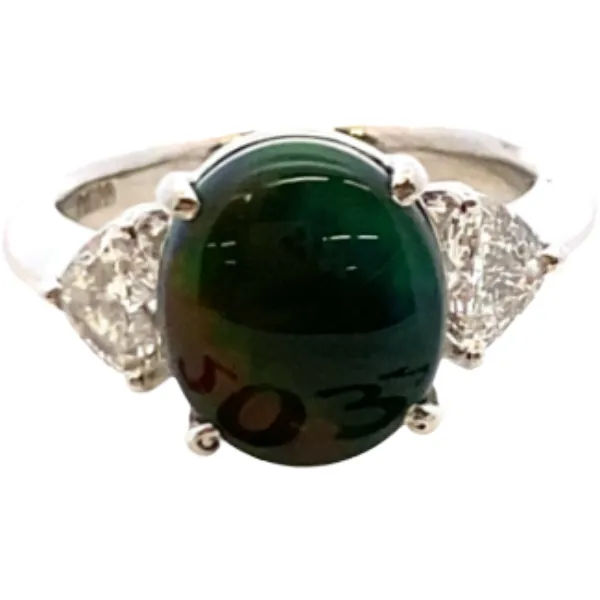 Pt･Pm900 ブラックオパール・ダイヤモンド リング 3.62・0.7ct