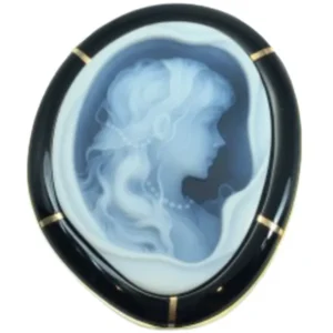 K18 カメオ・オニキス ブローチ