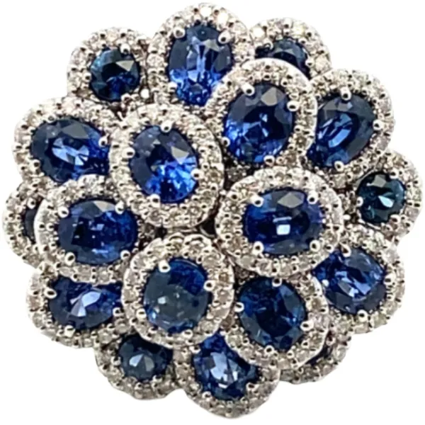 K18WG サファイア・ダイヤモンド リング 6.76・1.3ct