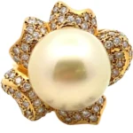 K18 パール・ダイヤモンド リング 0.841ct