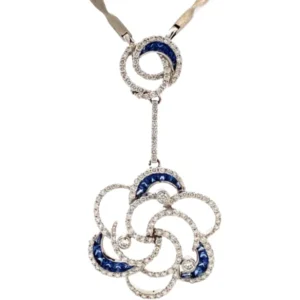 K18WG ダイヤモンド・サファイア ネックレス/ペンダントトップ D2.07・S1.44ct